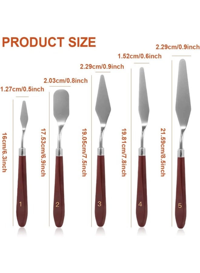 FAYET 10PCS Stainless Steel Palette Knife Set, Flexible Painting Spatula and Color Mixing Scraper with Ergonomic Handles, Durable Artist Paint Knives for Oil, Acrylic, Canvas, and Mixed Media Art - Image 5